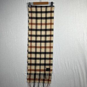 DAKS London Scarf Mens Wool Angora Blend Plaid Made in Scotland
